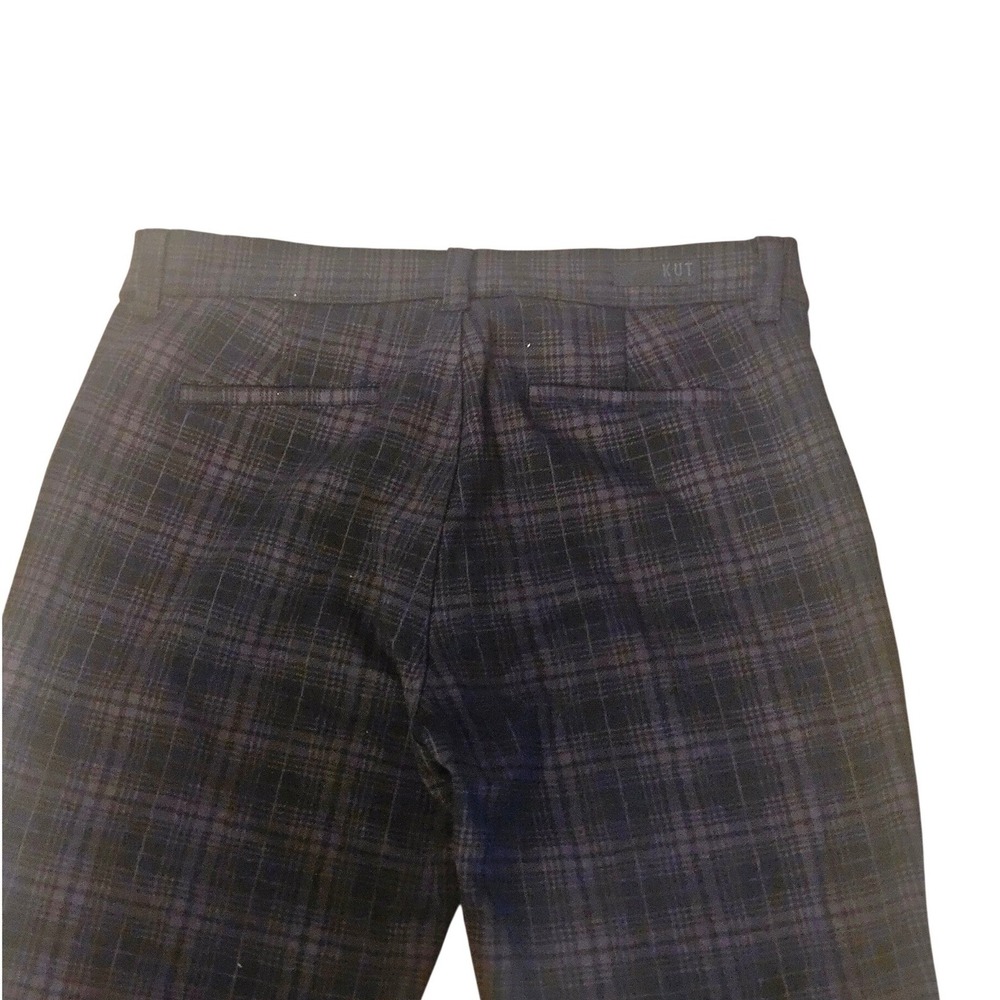 KUT from the Kloth Diana Plaid Skinny Pants Purple Black Checkered Trousers 10 - Picture 5 of 7